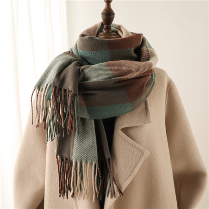 Style Plaid Winter Male Female Thickened Scarfs