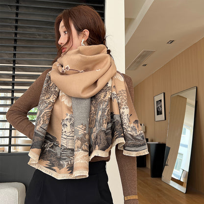 Women's Chinese Style Thickened Air-conditioned Room Shawl Neck Protection Scarfs