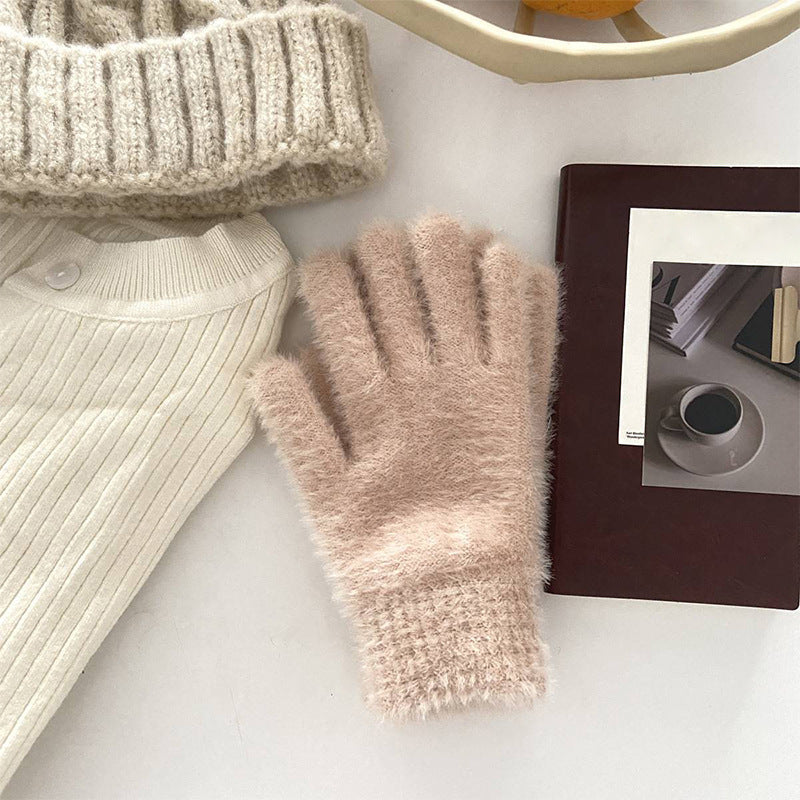 Women's Korean Minority Simple Solid Color Sweet Girly Gloves