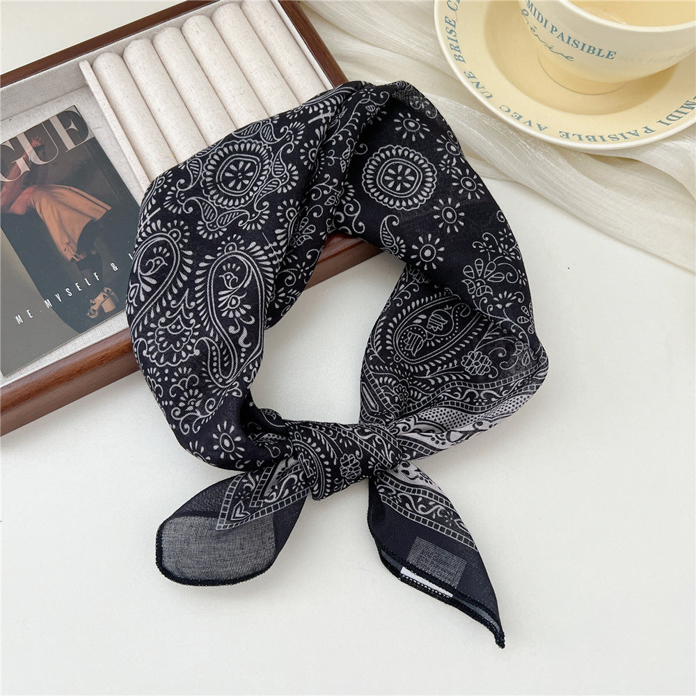 Small Square Towel Silk Female Autumn Summer Bandana Headband Scarfs