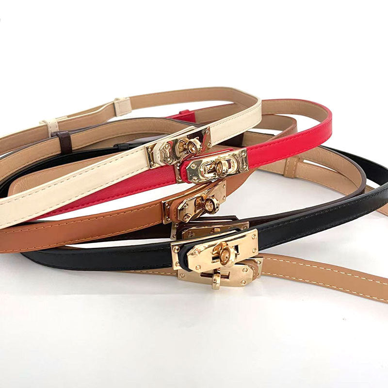 Women's High-grade Rotating Lock Thin Female Ornament Belts