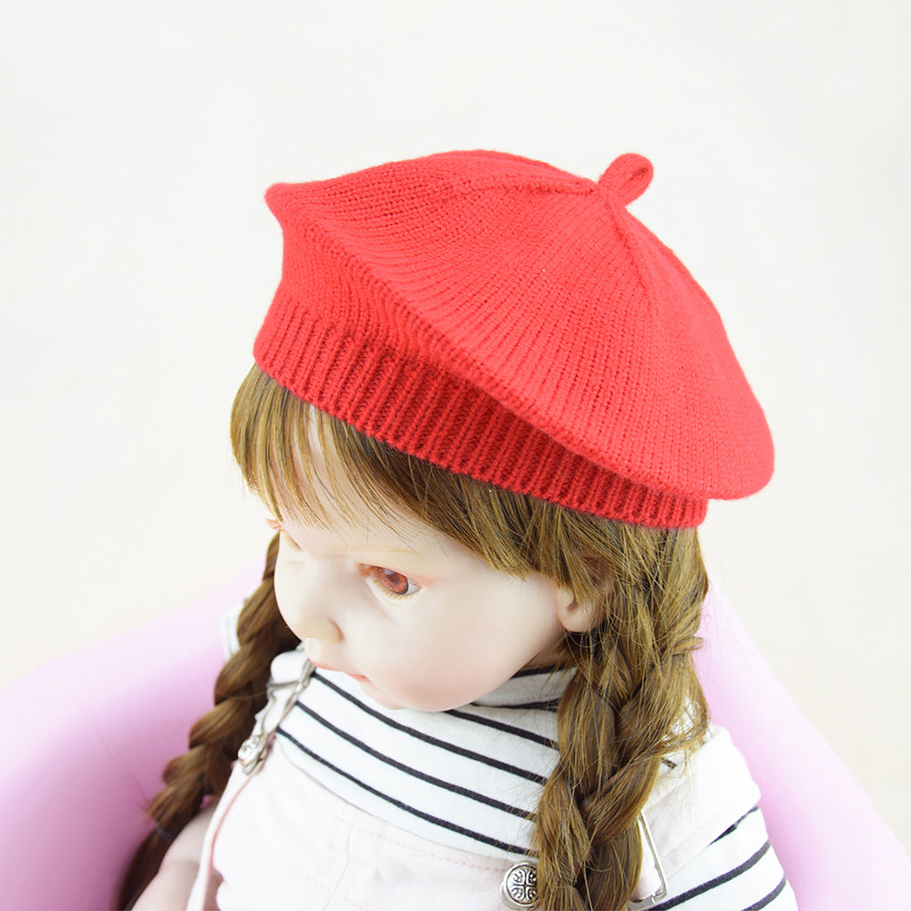 Children's Color Woolen Hat Korean Painter Versatile Kids' Headwear