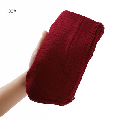 Solid Color Curling Pleated Rayon Fine Scarfs