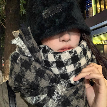 Women's Winter Thick Warm Korean Style Fashionable Plaid Scarfs