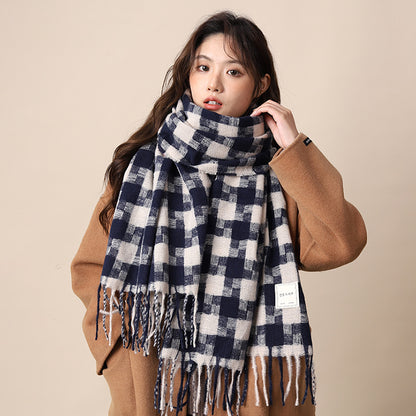 Women's Plaid Korean Thickened British Shawl High-grade Scarfs