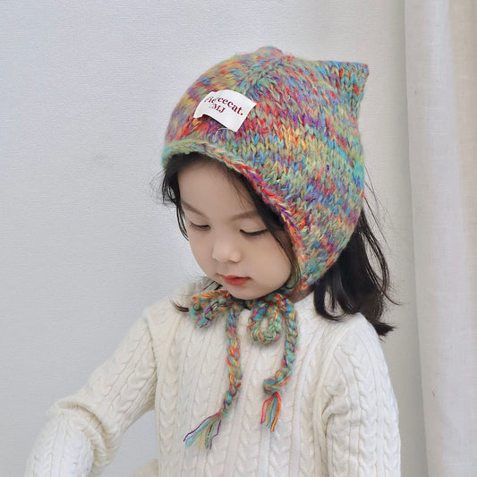 Children's Hat Color Gradient Knitted Warm Handmade Kids' Headwear