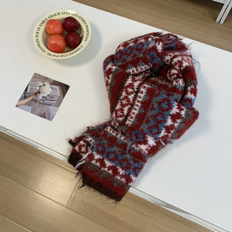 Jacquard Vintage Fair Thick Warm Winter College Style Scarfs