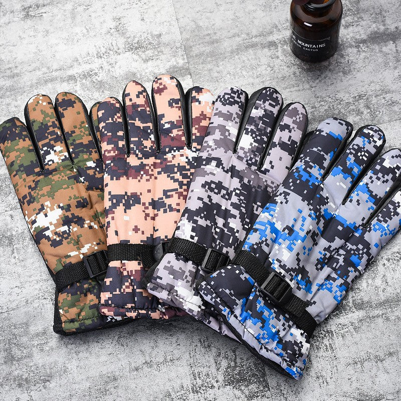 Men's Full Finger Adult Fleece-lined Thickened Camouflage Gloves