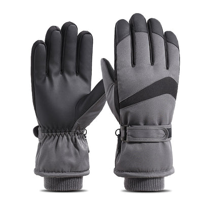 Women's & Men's Ski Warm Veet Padded Thickened Waterproof Touch Screen Outdoor Gloves