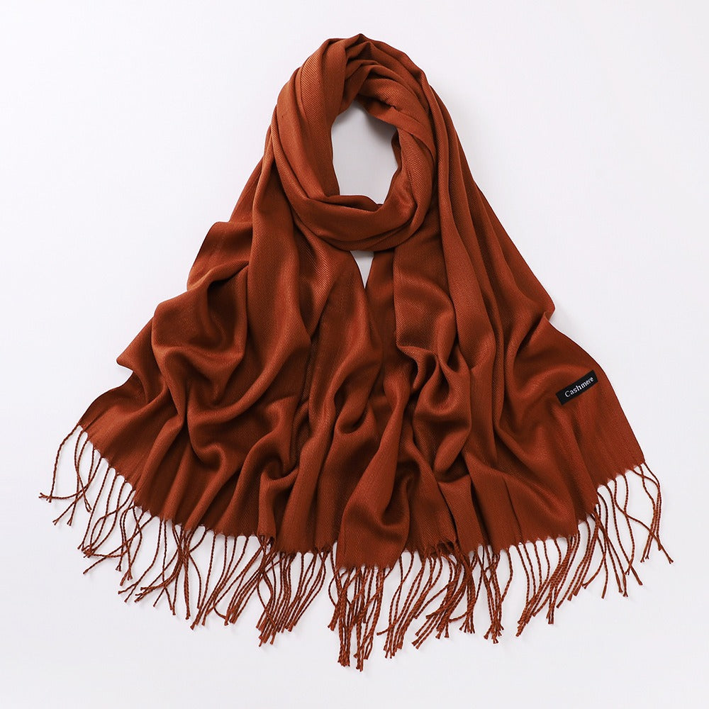 Imitation Cashmere Solid Color Long Warm Scarfs