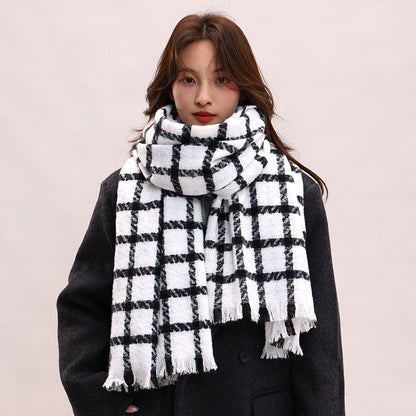 Women's Plaid Korean Thickened British Shawl High-grade Scarfs