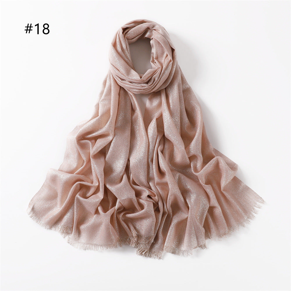 Women's Color Soft Thin Golden Sier Cord Scarfs