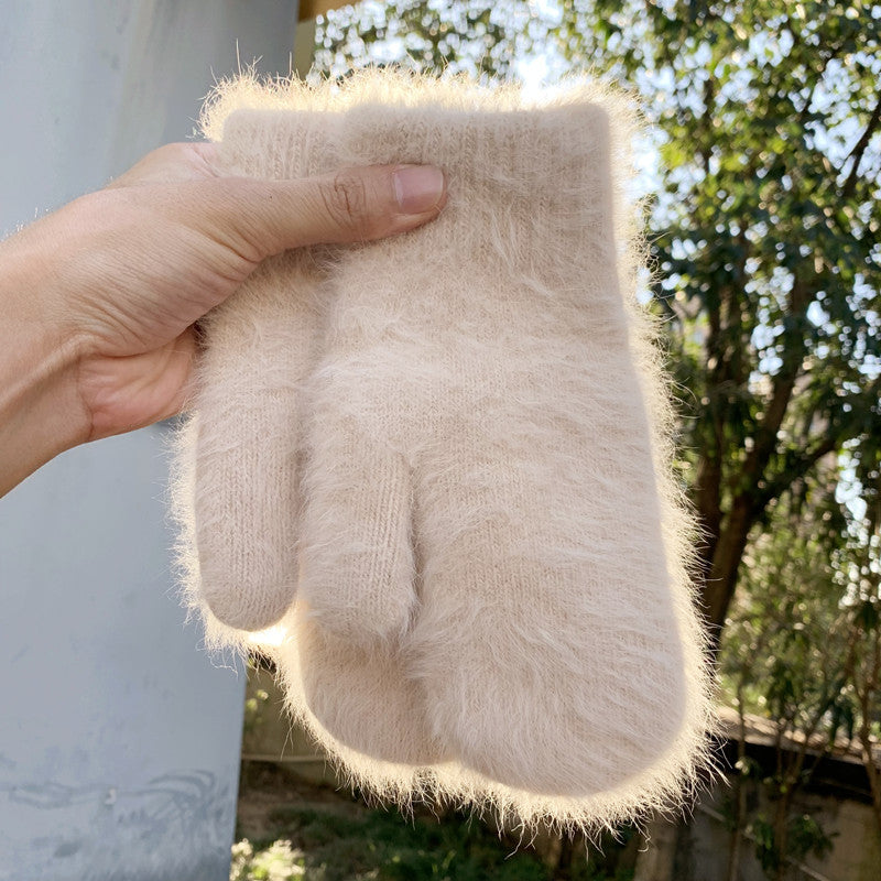 Women's Korean Style Cartoon Cute Angora Wool Gloves