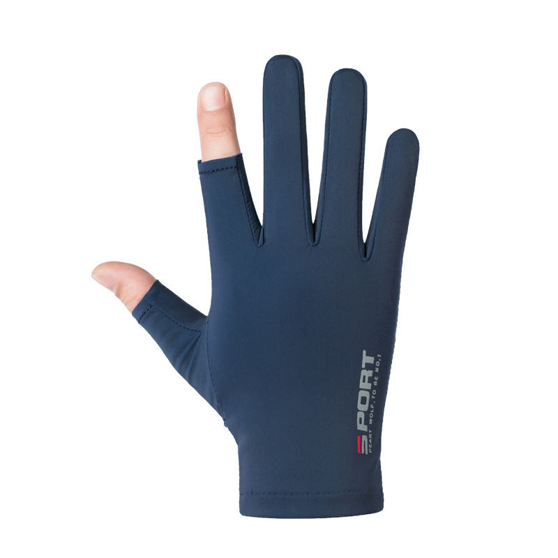 Finger Fishing Ice Silk Sun Protection Fitness Gloves