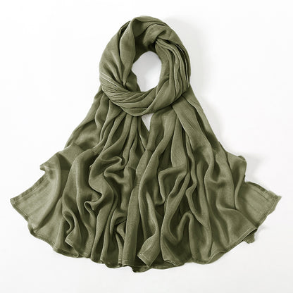 Malay Indonesian Rayon Monochrome Wide-brimmed Thin Scarfs