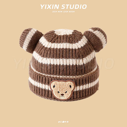 Boys Hat Cute Cartoon Bear Plush Kids' Headwear