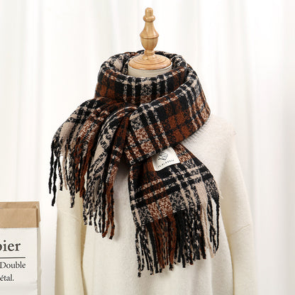 Sweet Pink Plaid Soft Glutinous Winter Scarfs