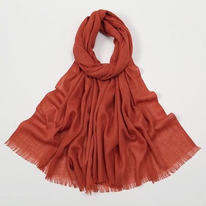 Women's Slub Cotton Solid Color Linen Feel Burrs Scarfs