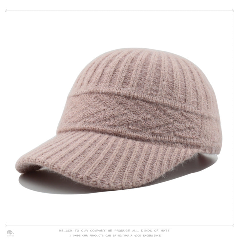 Women's Knitted Wool Baseball Korean Fashion Face Hats & Caps