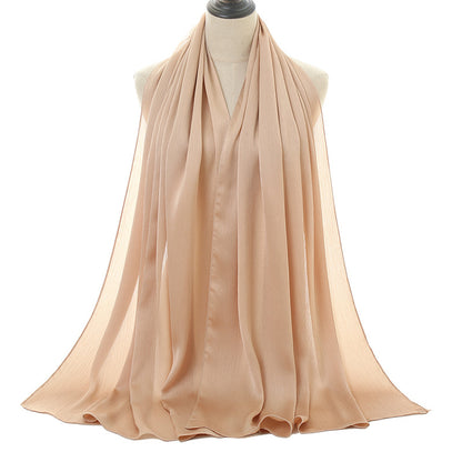 Women's Crepe Natural Pleated Malay Indonesian Popular Scarfs