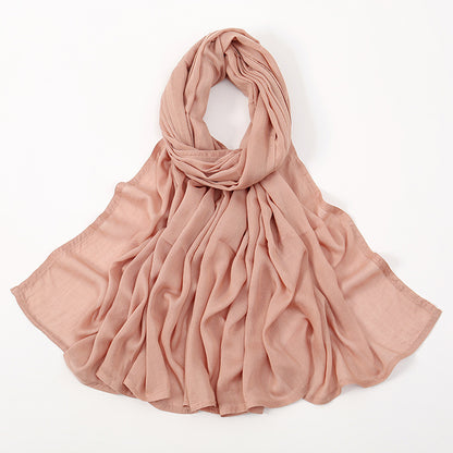 Malay Indonesian Rayon Monochrome Wide-brimmed Thin Scarfs