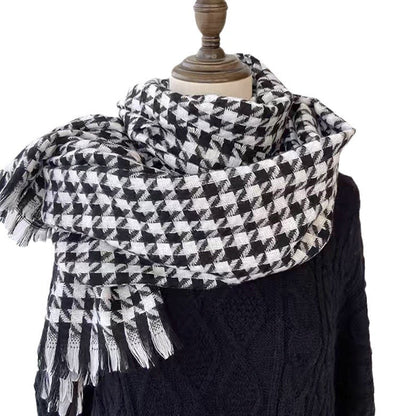 Plaid Female Winter Warm Korean Style Scarfs