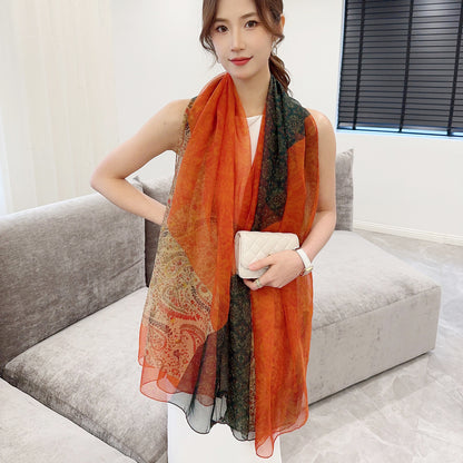 Women's Polka Dot Printed Long Wear Silk Scarfs