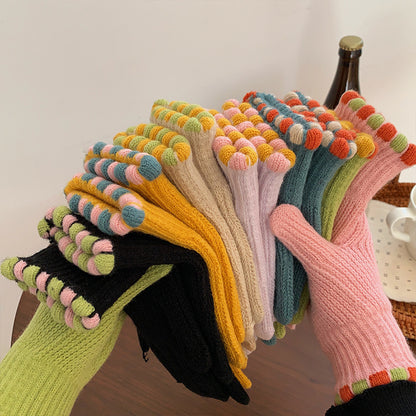 Women's Wool Knitted Solid Color Touch Screen Gloves