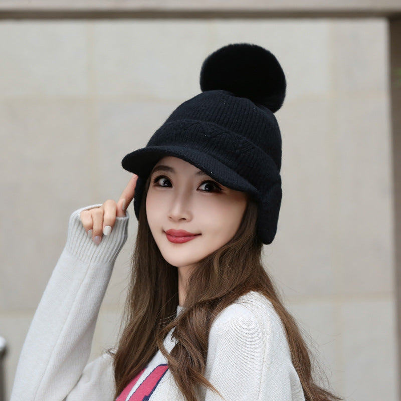 Women's Sky Knitted Plus Fluff Wool Peaked Hats & Caps