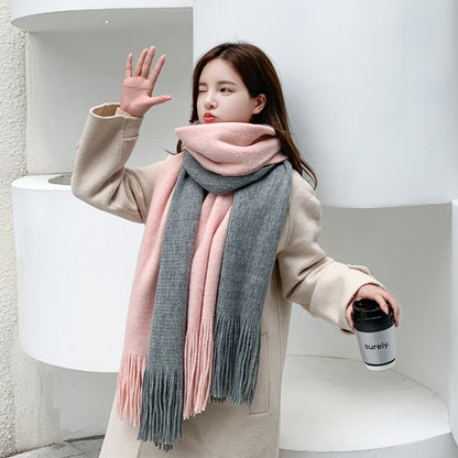 Winter Couple Patchwork Female Korean Style Scarfs