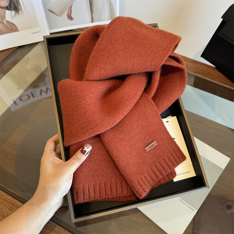 Women's & Men's Pure Wool Winter Solid Color Small Scarfs