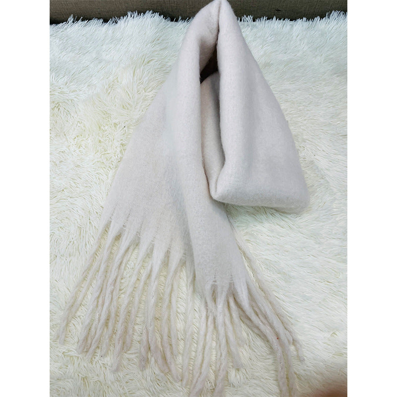 Women's Macaron Color Mohair Long Thickened Keep Scarfs