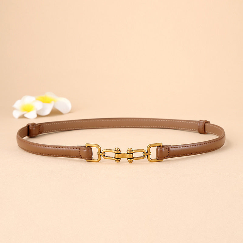 Women's Cowhide Thin Fashionable Dress Decoration Waist Belts