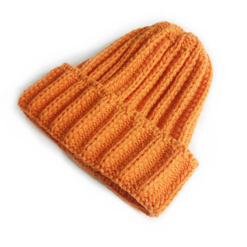 Stripe Knitted Hat Solid Color Woolen Kids' Headwear