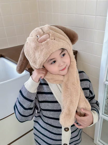 Children's Ears Moving Plush Bonnet One-piece Will Kids' Headwear