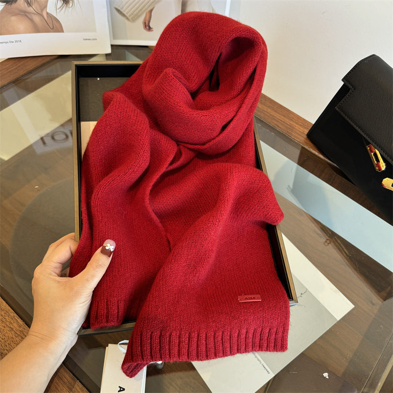 Women's & Men's Pure Wool Winter Solid Color Small Scarfs