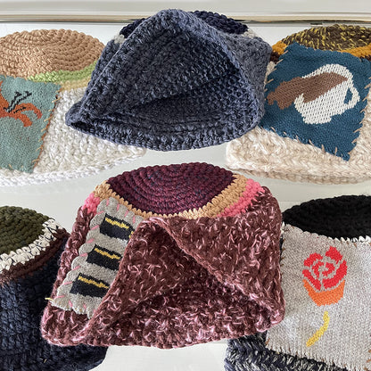 Woolen Yarn Bucket Hat Female Minority Hats & Caps