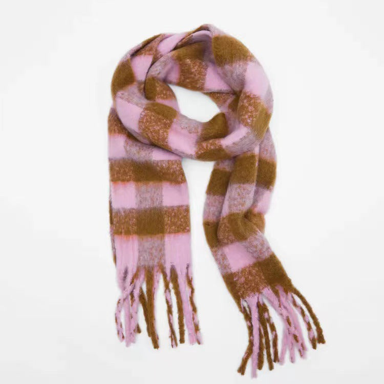 Women's Yu Thick Warm Korean Plaid Shawl Scarfs