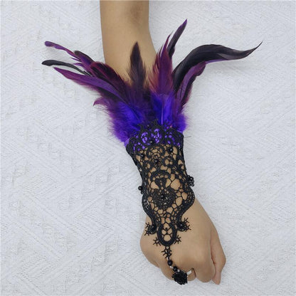 Punk Grace Feather Hook Finger Masquerade Gloves