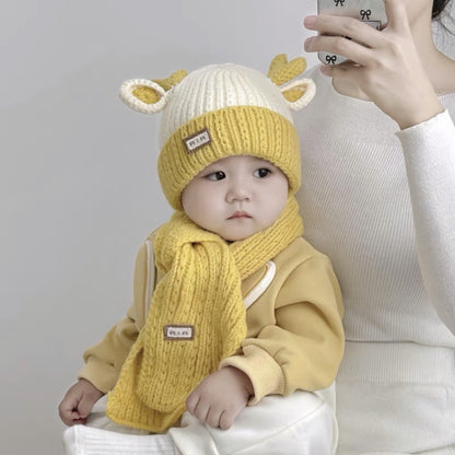 Hat Boys Knitted Woolen Two-piece Set Kids' Headwear