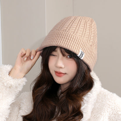 Women's Wool Hat Warm Pile Style Beanie Face Hats & Caps