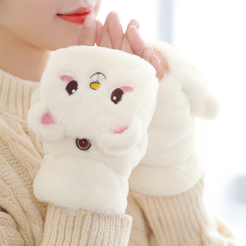 Women's Cute Riding Korean Style Cartoon Veet Gloves