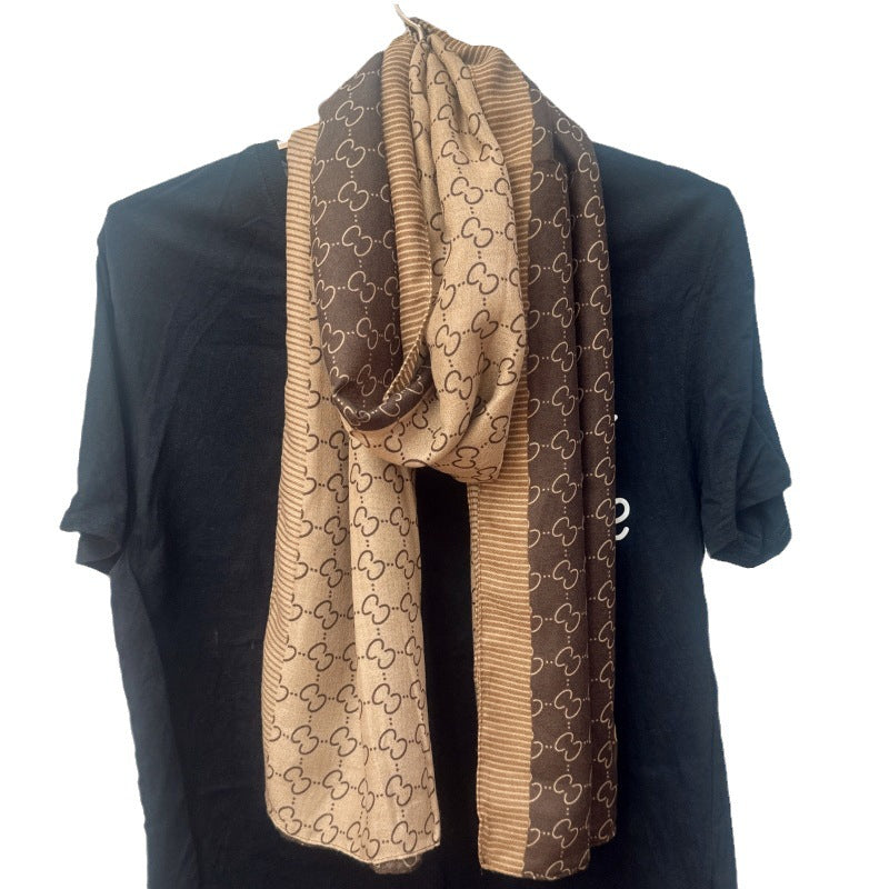 Women's Live Printed Cotton Linen Warm Outer Scarfs