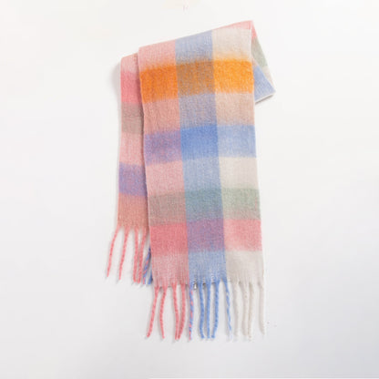 Colorful Plaid Striped Thick Braid Mohair Scarfs