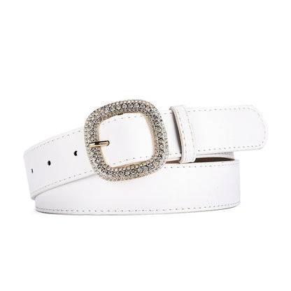 Fashion Square Buckle Rhinestone Inlaid Ladies Versatile Belts