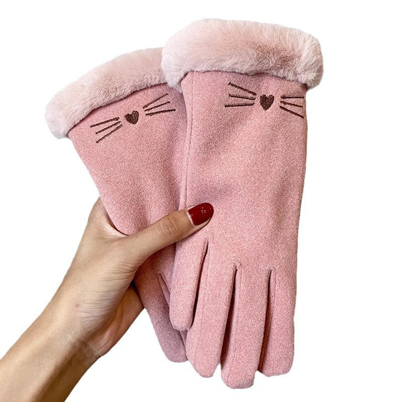 Women's Fleece Lined Padded Warm Keeping Cute Gloves