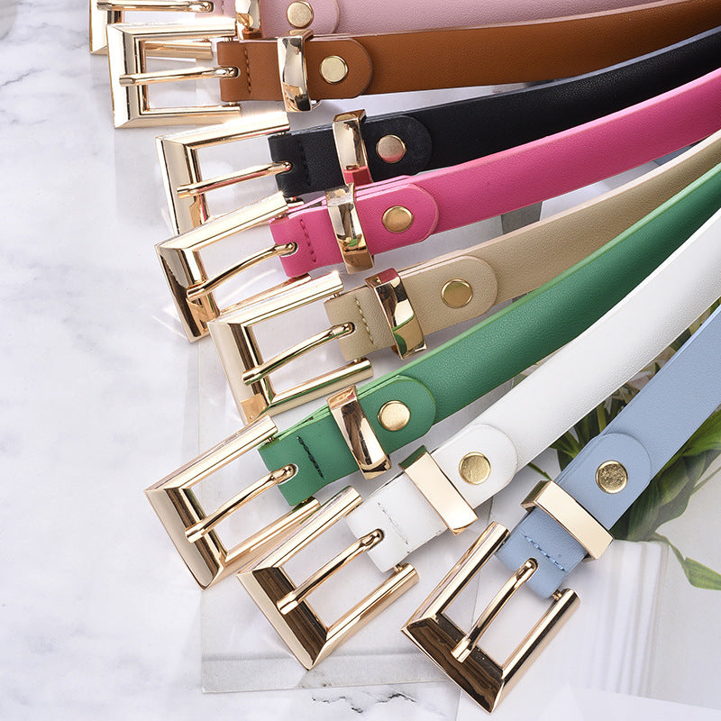 Women's Fashion Gold Buckle Elegant Decorative Thin High-grade Belts