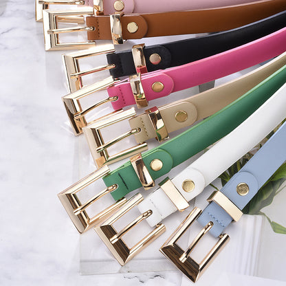 Women's Fashion Gold Buckle Elegant Decorative Thin High-grade Belts