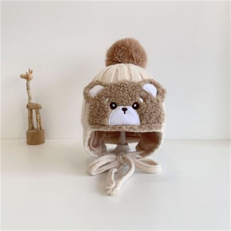 Fur Ball Knitted Earmuffs Bear Double Kids' Headwear