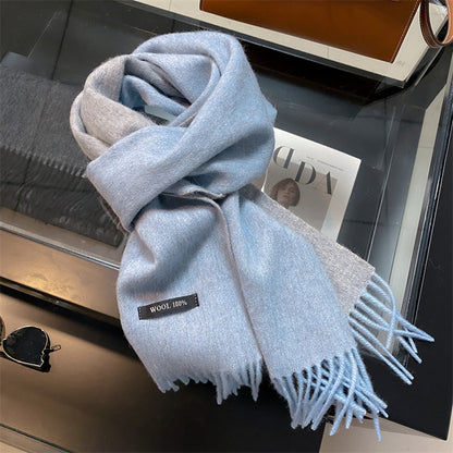 Women's & Men's Double-sided Solid Color Matching Tassel Threading Scarfs